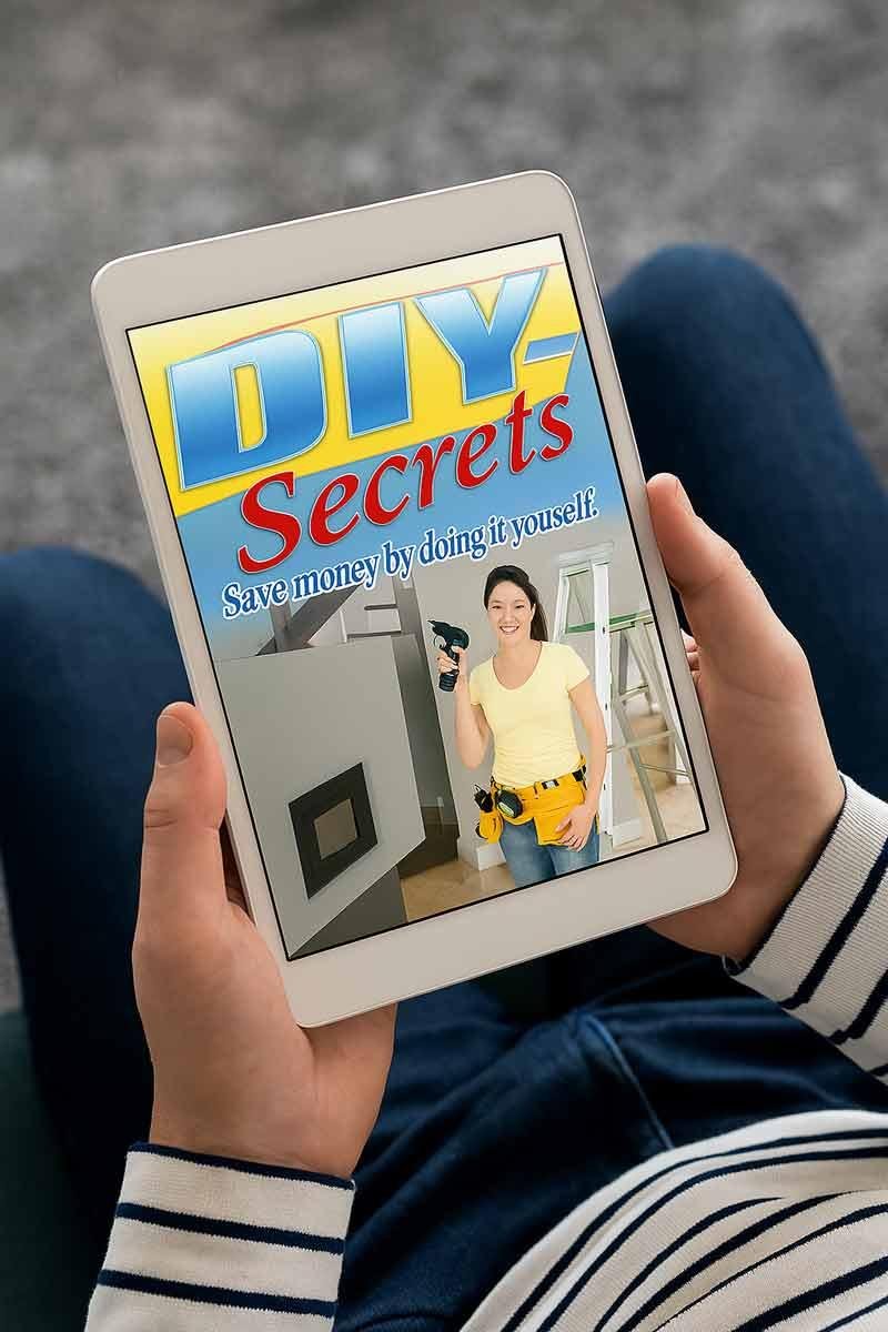DIY Secrets home improvement guide displayed on tablet